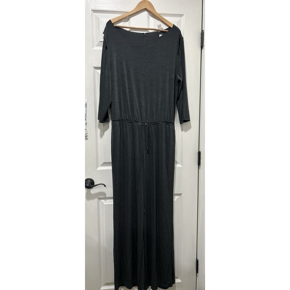 NEW Chico's Travelers Jumpsuit Women's Size 3 (16/18) Gray Off-Center V Neck